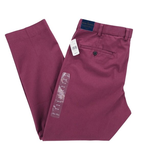 NWT BROOKS BROTHERS Clark Fit Advantage Chino Pants Burgundy Red Stretch 40x32